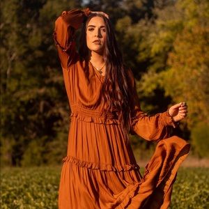 Copper, Long-Sleeve Maxi Dress